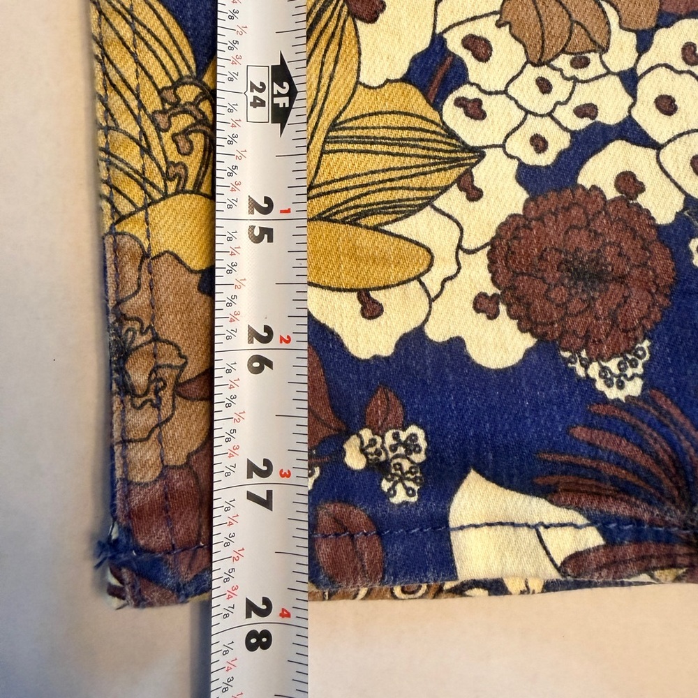 MOTHER Size 28 Rider High Waist Ankle Straight Leg Jean Buncha Blooms Blue Brown - Picture 14 of 14